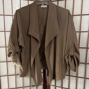 Max Studio Brown Draped Blazer PTP 24 inches Flaw see picture.